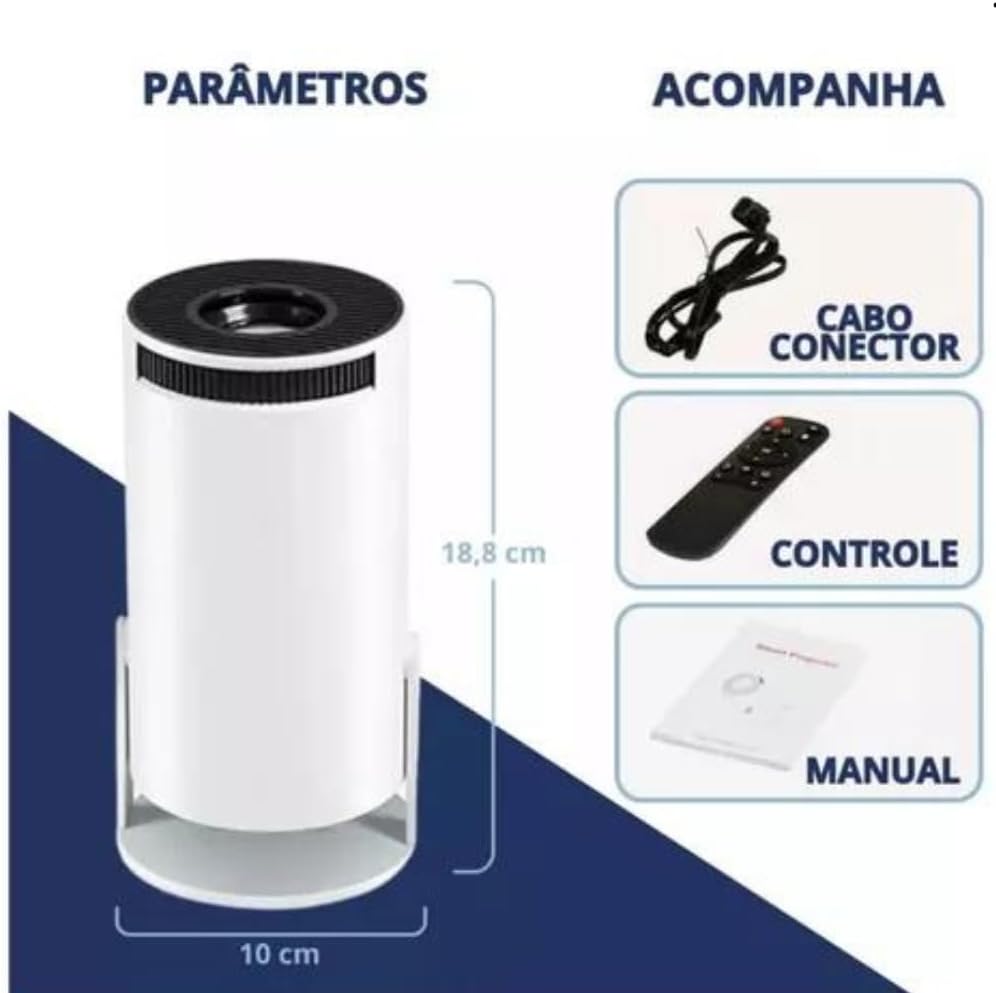 Projetor Portátil 4K 1080p com Wi-Fi 6, Bluetooth 5.0 e Android 11