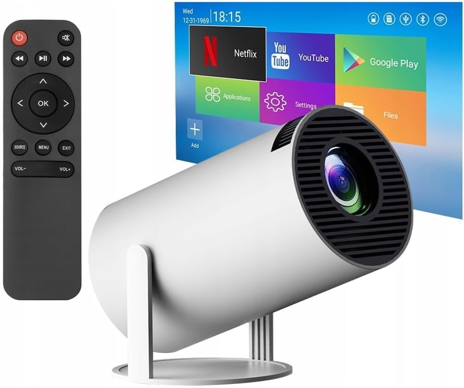 Mini Projetor Portatil 5g Wifi 6 Bluetooth 5.0 Android 11 HY300 Projetor 4K 1080 Full HD Suporte 8000 Lumens Para Celular LED Auto Correção Horizontal 180° Premium