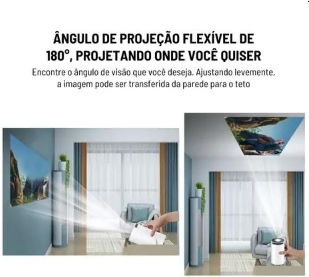 Projetor Portátil 4K 1080p com Wi-Fi 6, Bluetooth 5.0 e Android 11
