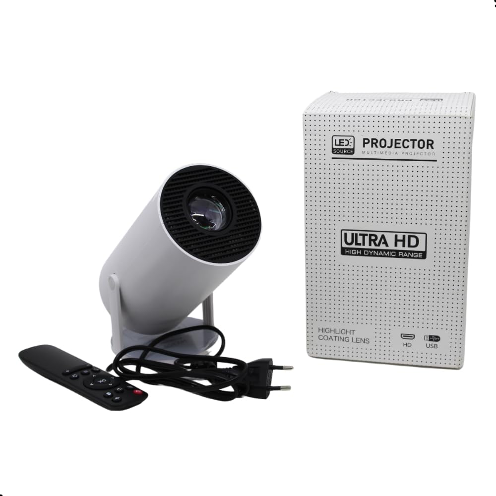 Projetor Portátil 4K 1080p com Wi-Fi 6, Bluetooth 5.0 e Android 11