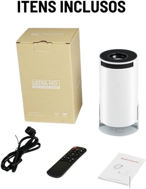 Mini Projetor Portatil 5g Wifi 6 Bluetooth 5.0 AOPVUI Android 11 HY300 Projetor 4K 1080 Full HD Suporte 8000 Lumens Para Celular LED Projete até 130 polegadas