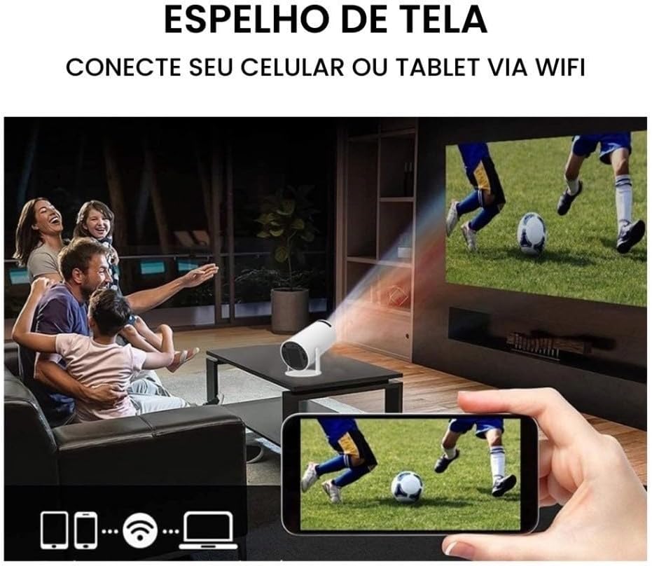 Mini Projetor Portatil 5g Wifi 6 Bluetooth 5.0 AOPVUI Android 11 HY300 Projetor 4K 1080 Full HD Suporte 8000 Lumens Para Celular LED Projete até 130 polegadas