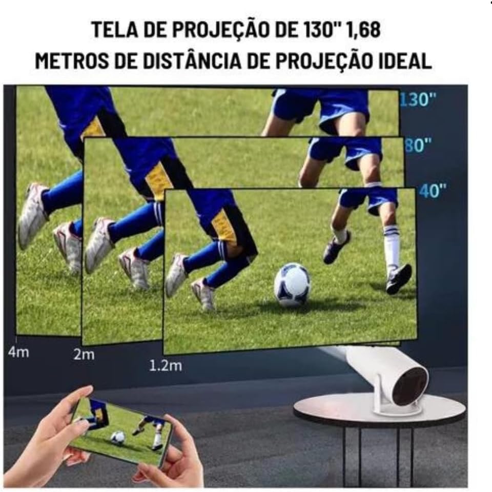 Projetor Portátil 4K 1080p com Wi-Fi 6, Bluetooth 5.0 e Android 11