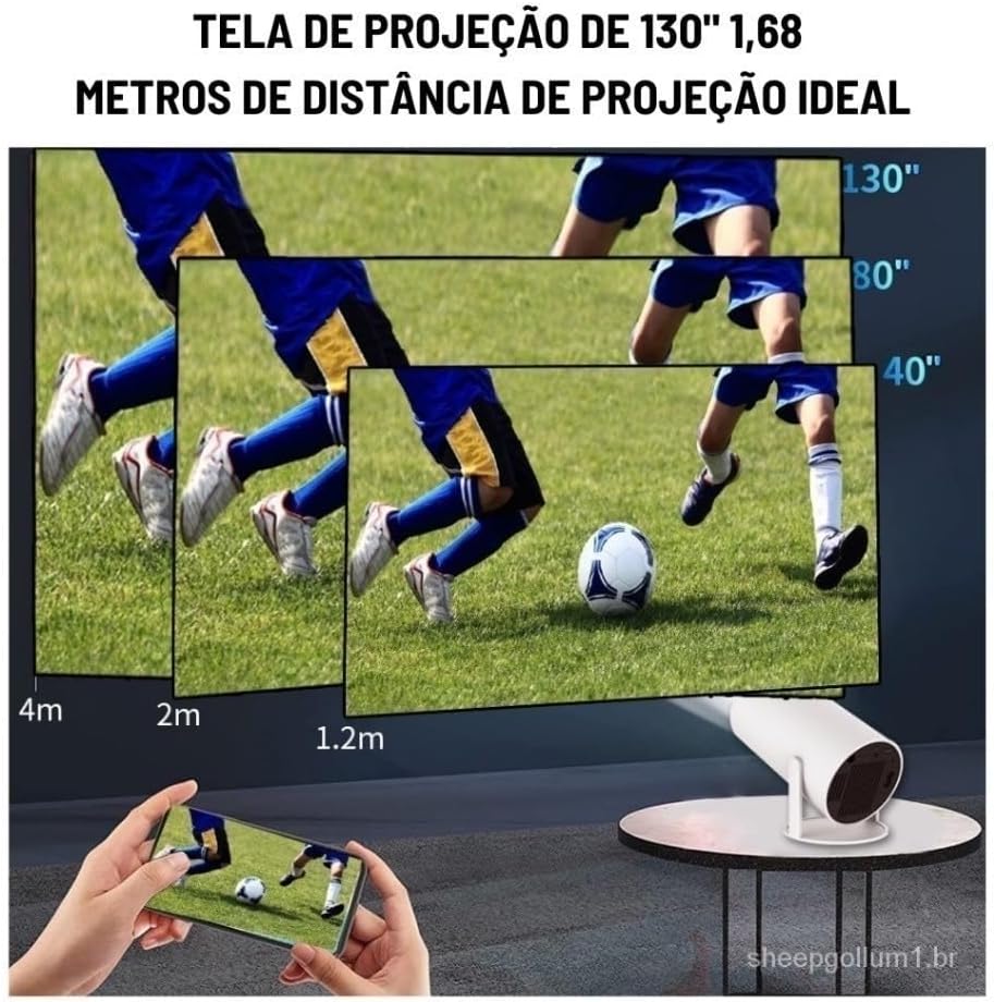 Mini Projetor Portatil 5g Wifi 6 Bluetooth 5.0 AOPVUI Android 11 HY300 Projetor 4K 1080 Full HD Suporte 8000 Lumens Para Celular LED Projete até 130 polegadas