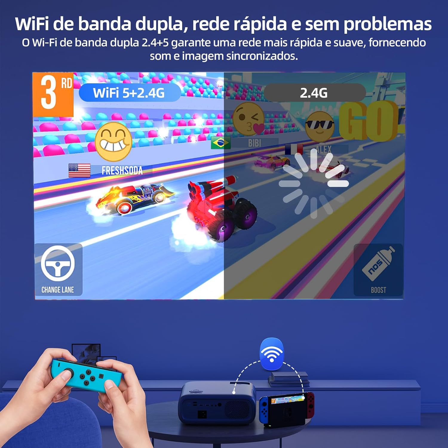 Bettdow Projetor 4k 22000 Lumens Full Hd 1080p Compatível Com Android 9, Smart Projetores Retroprojetor Portatil 650 ANSI WiFi 2.4G+5G BT 5.1, Eletronico Correção Trapezoidal, Foco manual