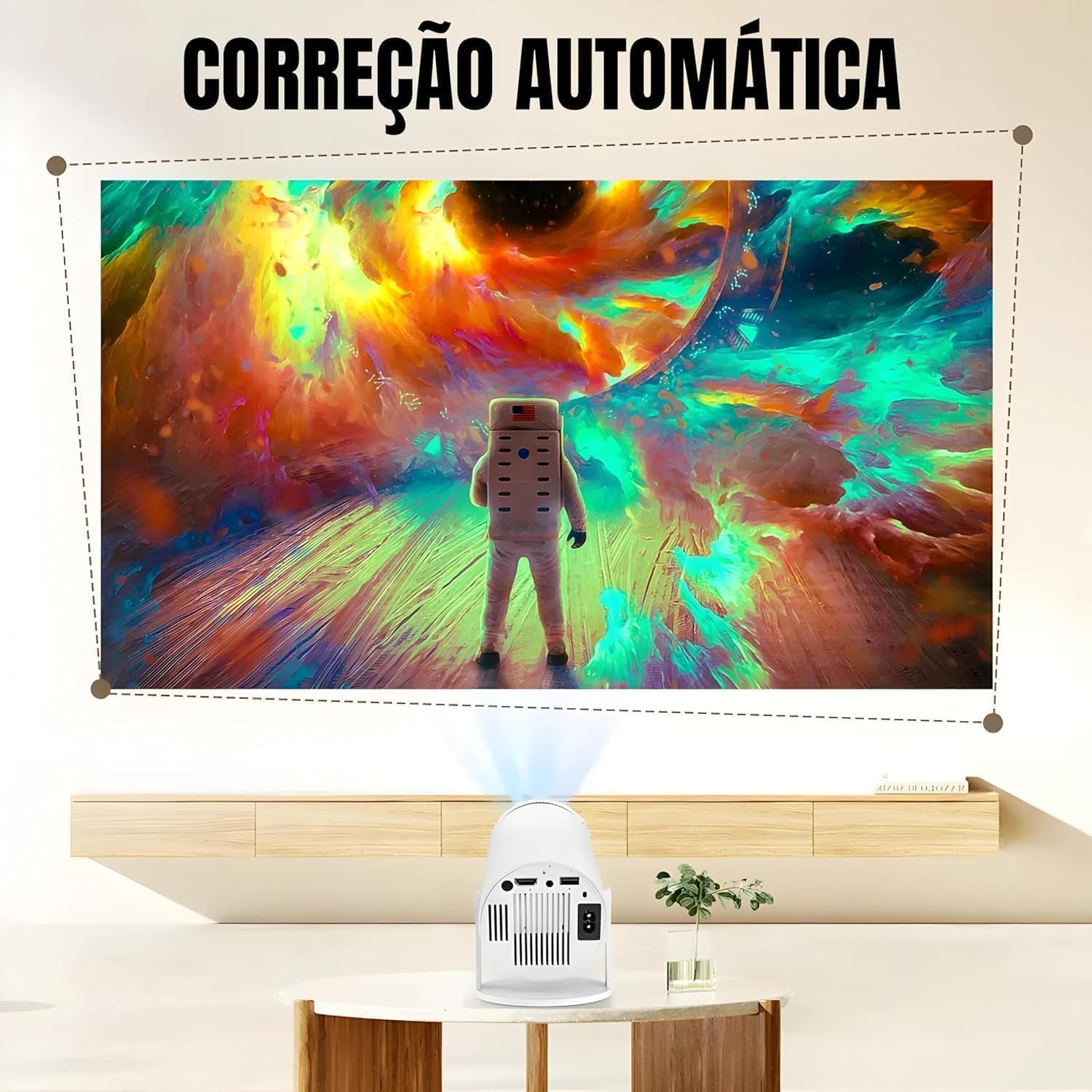 Mini Projetor Portatil 5g Wifi 6 Bluetooth 5.0 Android 11 HY300 Projetor 4K 1080 Full HD Suporte 8000 Lumens Para Celular LED Auto Correção Horizontal 180° Premium