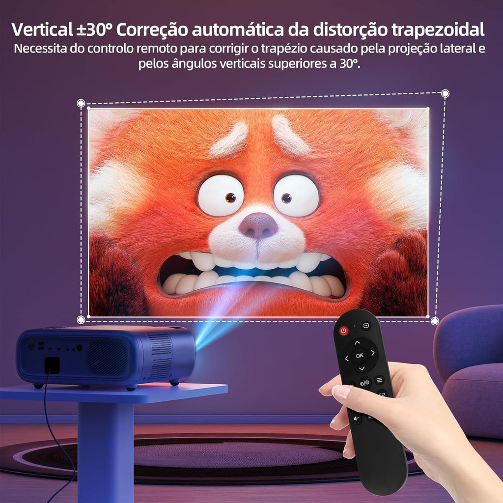 Bettdow Projetor 4k 22000 Lumens Full Hd 1080p Compatível Com Android 9, Smart Projetores Retroprojetor Portatil 650 ANSI WiFi 2.4G+5G BT 5.1, Eletronico Correção Trapezoidal, Foco manual